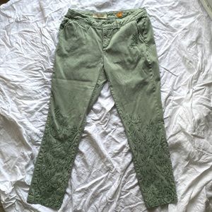 Anthropologie | Pilcro and the letterpress| embroidered khakis